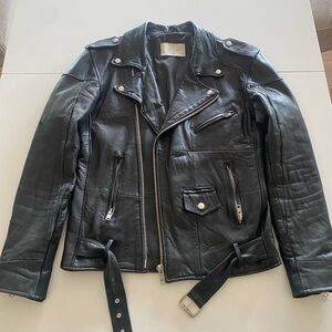 Deadwood unisex recycled leather rider jacket